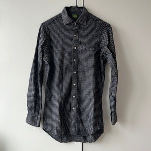 Sid Mashburn Button-Down Plaid Gingham Flannel Shirt (Shrunken M, Fits Small)